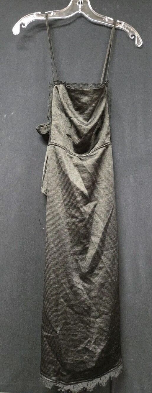 Free People Midi Dress Size 0 Black Cut Outs Tie Back Adjustable Slit